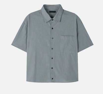 casual cropped check half shirt (4c)