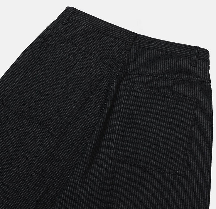 snap stripe denim pants
