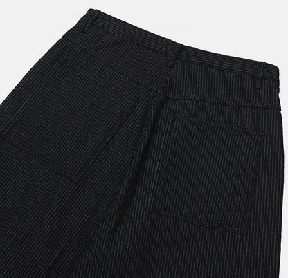snap stripe denim pants