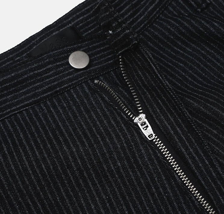 snap stripe denim pants