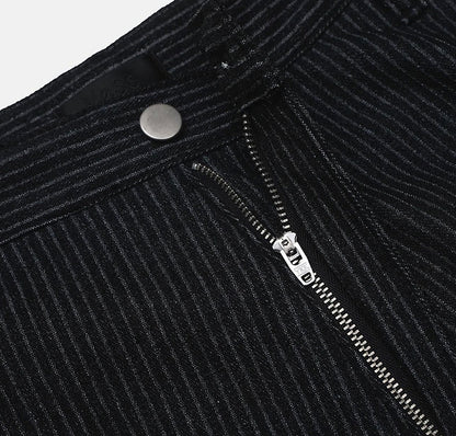 snap stripe denim pants